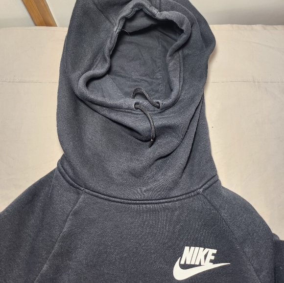 Nike Womens Large Hoodie Black Long Sleeve Cowl Neck Drawstring Stretch - Picture 6 of 9